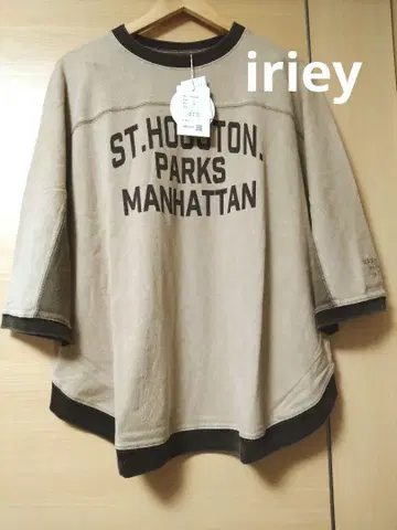 iriey 인기 스노우 워시 가공 로고 T셔츠 F