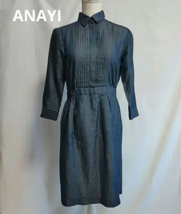 ANAYI 데님풍 셔츠 원피스 긴팔