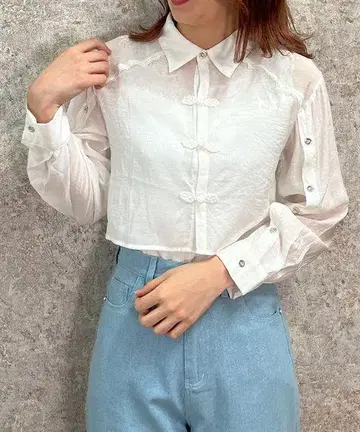 axes femme 차이나 버튼 시어 셔츠