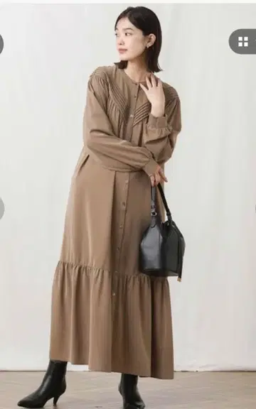 미사용 택 포함 그레디 브릴리언트 요크 핀턱 개더 원피스