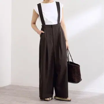 프레임워크 발수 서스펜더 와이드 팬츠