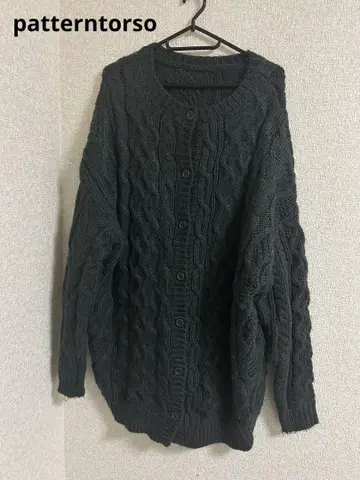 patterntorso 케이블 짜임 니트 가디건