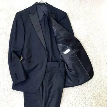 컨디션 최상 셋업 턱시도 네이비 자켓 팬츠 섀도우 체크