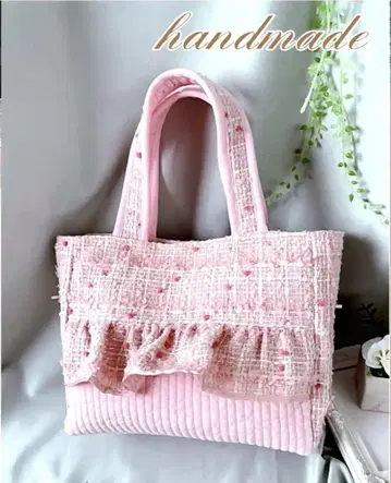 누비백 팬시 트위드 핑크백 누비 프릴 토트백 69