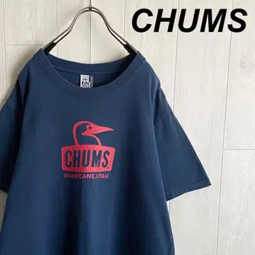 참스 CHUMS 프린트 빅 로고 반팔 티셔츠 네이비 L 구제 의류