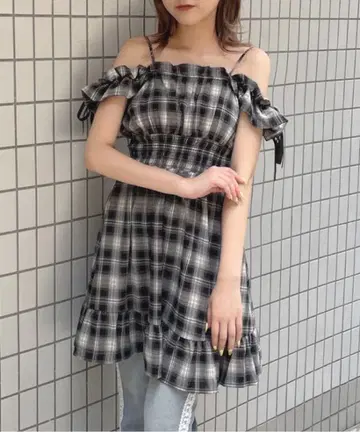One Way 2way 어깨 리본 미니 원피스