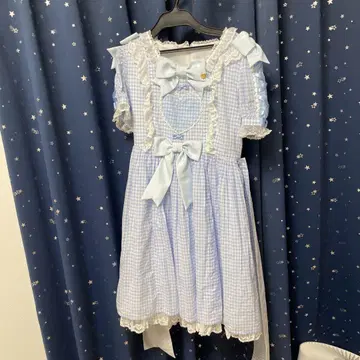 엔젤릭 프리티 원피스 하트 리본 깅엄 체크 색스