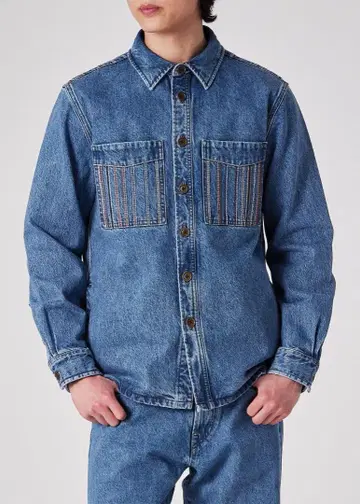 25SS PS Paul Smith 스티치 데님 셔츠 블루종