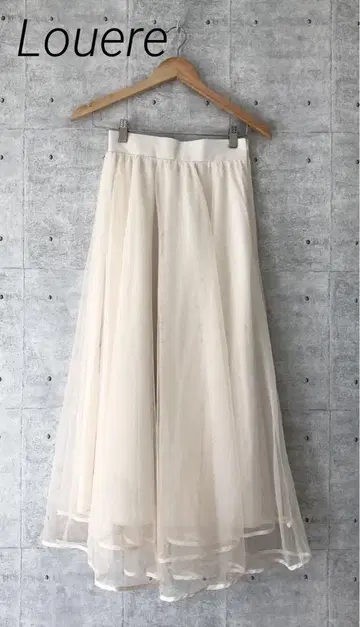Louere 루에레 밑단 2단 파이핑 튤 플레어 스커트 아이보리