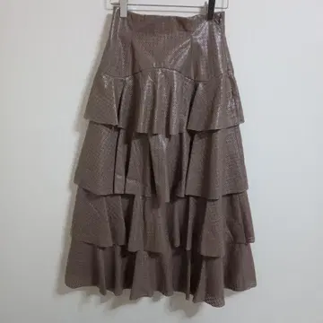 CELFORD 셀포드/ 롱 캉캉 스커트 브라운 펀칭 가죽