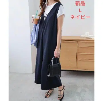 새상품 앤드미 롱 원피스 L 네이비