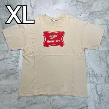 길단 T셔츠 남성용 XL 베이지 프린트 로고 미러 맥주 코튼