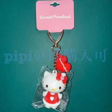 4 키티 PVC 마스코트 원포인트 하트 퓨로 키링