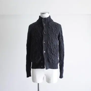 [이탈리아제] BAFY 로우 게이지 케이블 니트 자켓 차콜 그레이