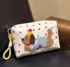 강아지 자수 컬러풀 파우치
