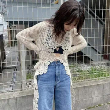 CROCHET LIKE FLOWER LONG TOP 아메리빈티지