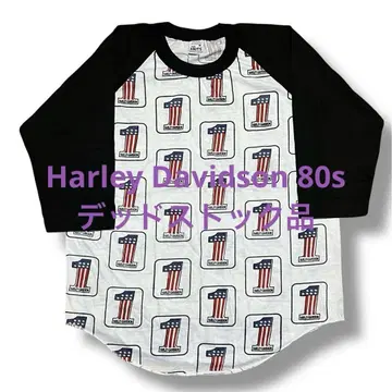 할리데이비슨 USA 80년대 데드스탁 올 패턴 래글런 티셔츠
