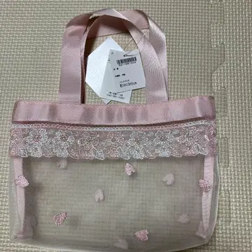 [익명 배송 미사용 새상품] 치카자와 레이스 벚꽃 메쉬 미니 토트백