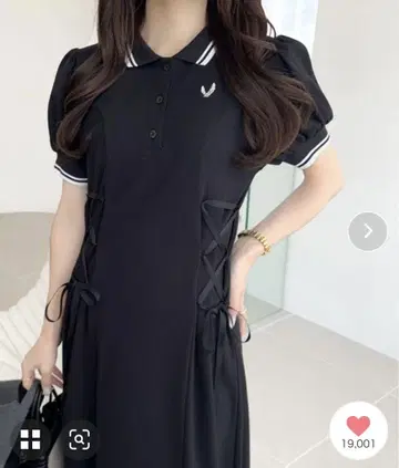 새상품급! mily bilet 카노코 가슴 자수 폴로 원피스