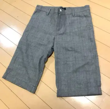 하프 팬츠 글렌체크 패턴 M 그레이 안감 있음