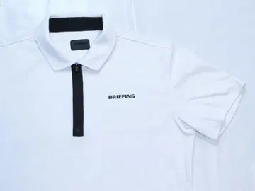 BRIEFING 브리핑 화이트 자카드 직물 로고 반팔 셔츠 L