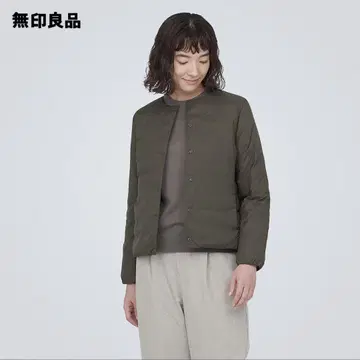 경량 다운 노카라 자켓 XL 카키 그린
