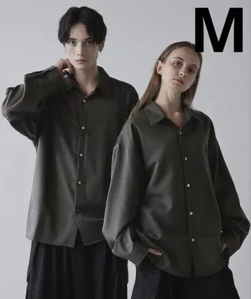 [ CLEL ] 벌룬 소매 루즈 레귤러 카라 셔츠 차콜 아쉬 M