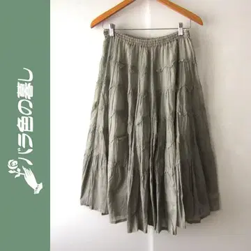 새상품급 장미색 코튼 레이스 미디 스커트