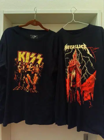 KISS Metallica 밴드 T 롱 T 2매 세트
