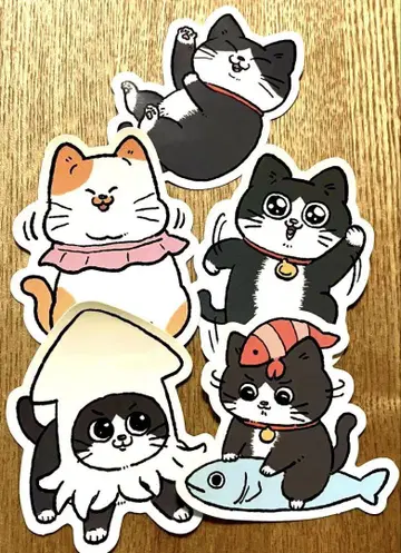 108 버즈 컬렉션 고양이로 전생한 아저씨 씰 스티커 5매
