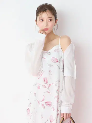 CELFORD 시어 V넥 가디건 WHT