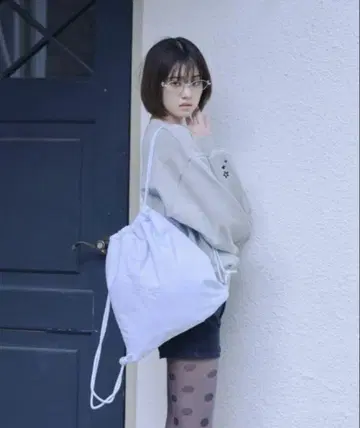 미개봉 smyeon 깃털 모티브 냅색, 라이트 블루 엔젤 천사