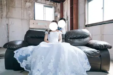 웨딩 드레스 오프숄더 화이트 레이스 촬영용