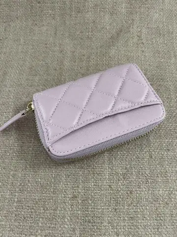 연보라 퀼팅 코인 케이스