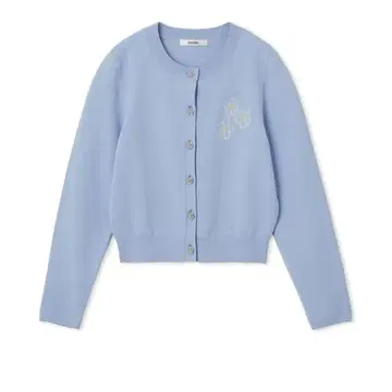 SNIDEL 플라워 모티브 원포인트 가디건 라이트 블루