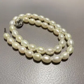 담수 펄 목걸이 바로크 오벌 타원 화이트 계열