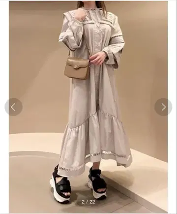 snidel 빅 카라 원피스 그레이 그레이지