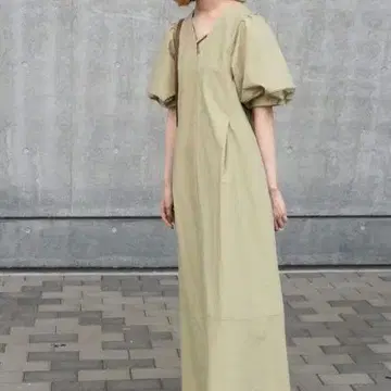 LAULEN 벌룬 원피스 반팔 원피스 면 100%