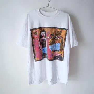 USED 구제 의류 발리 아트 프린트 수베니어 티셔츠 tee
