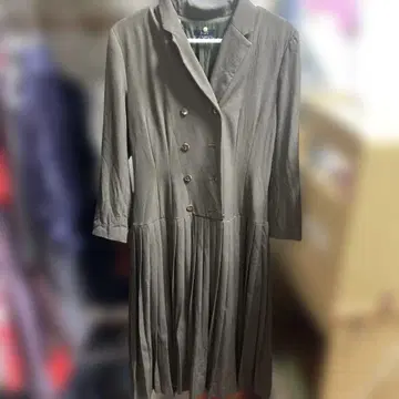 ROPE 모스그린 더블 브레스트 롱 원피스