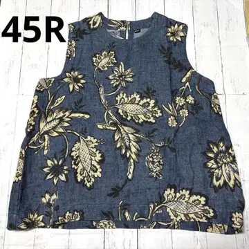 새상품급 45R 코튼 린넨 이중직 슬리브리스 블루