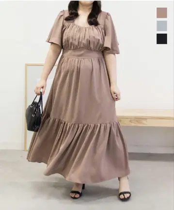 CLETTE 오리지널 개더 디자인 반팔 티어드 원피스 쿠레트
