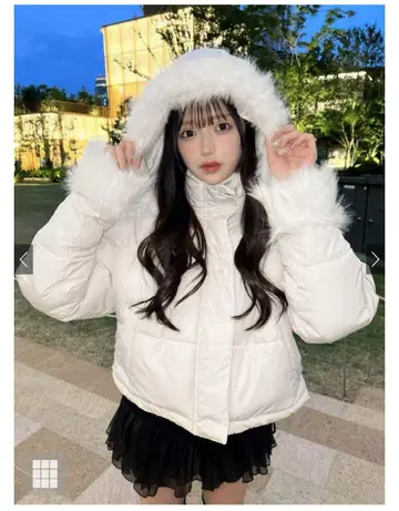 GRL 멀티 way 후드 부착 퍼 다운 자켓 (아이보리)