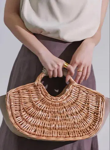 anuans 에코 가죽 콤비 카고바 백 베이지