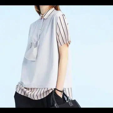 armillary. 스트라이프 옷깃 반팔 셔츠