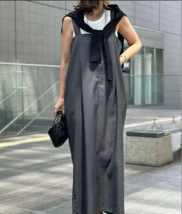 앤드서치 하이웨스트 롱 오버롤 스커트 그레이 sizeM