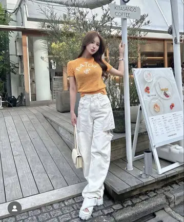 Patou 파투 오가닉 코튼 자카드 로고 니트 M 사이즈 오렌지