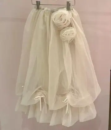 Rose motif ribbon tulle 스커트 long