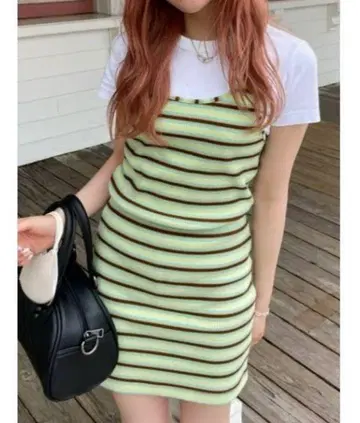 MOUSSY STRIPED NO SLEEVE MINI DRESS F