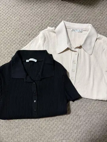 ZARA 반팔 리브 피케 셔츠 2세트